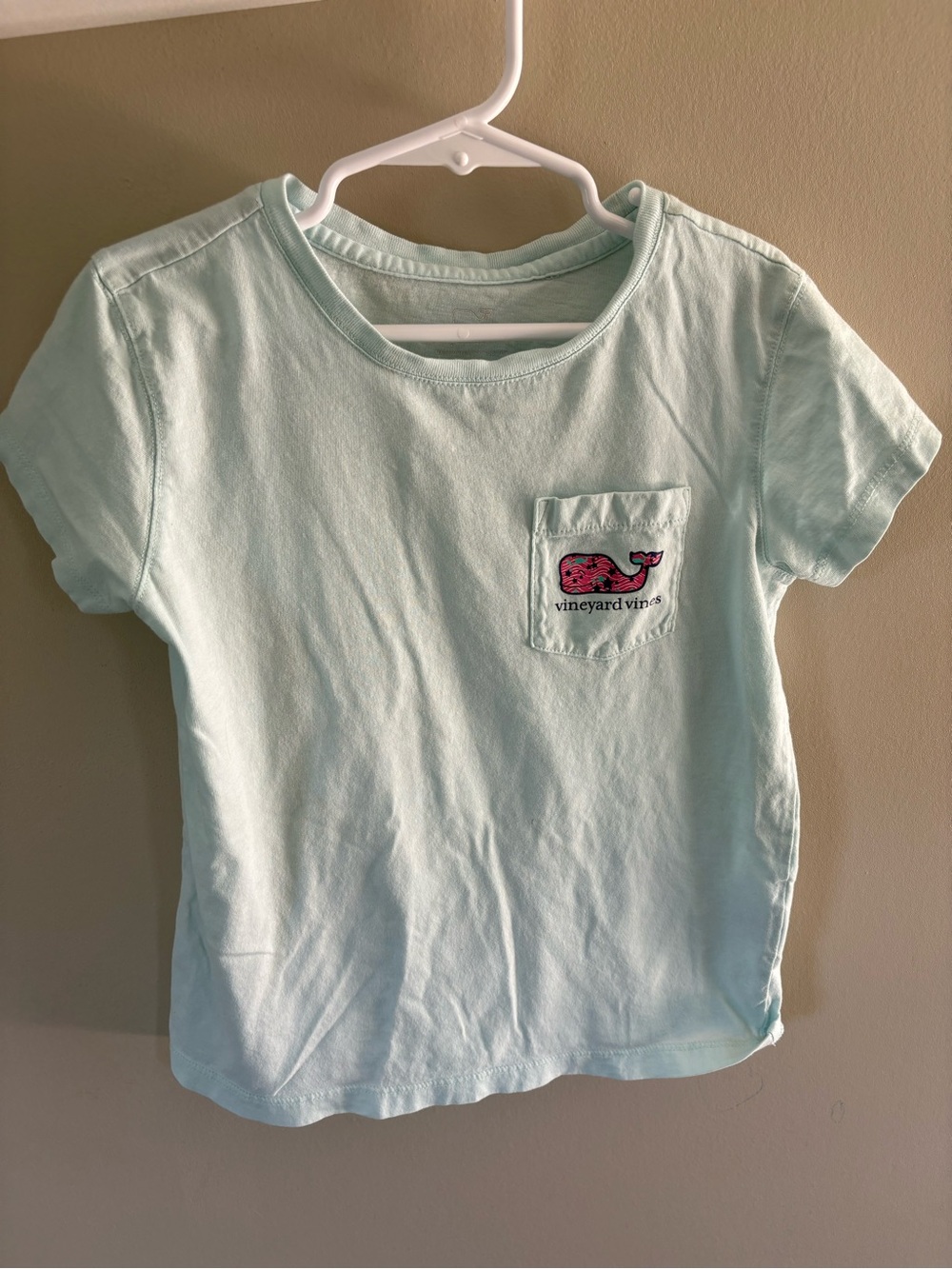 Vineyard Vines Mint Short-Sleeve Pocket Tee with Pink Whale